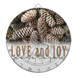Rustic Holiday Love and Joy Pine Cone Dartbord