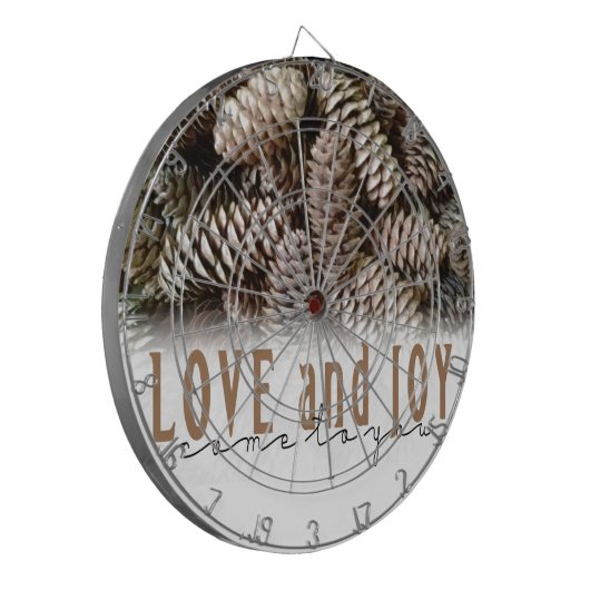 Rustic Holiday Love and Joy Pine Cone Dartbord (Voorkant Links)