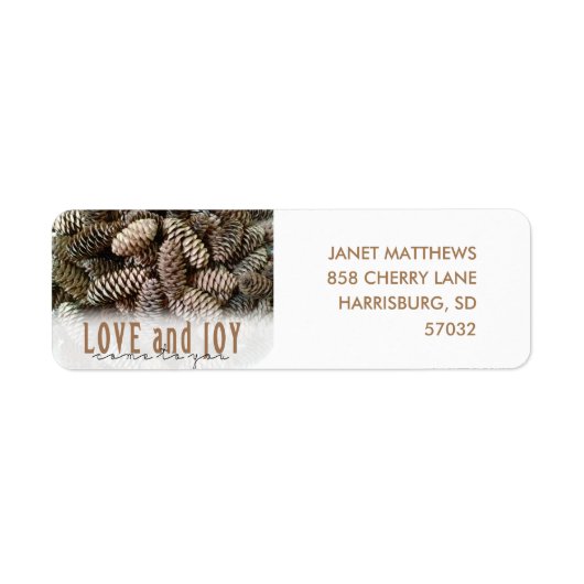 Rustic Holiday Love and Joy Pine Cone Etiket (Voorkant)