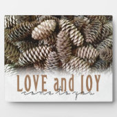 Rustic Holiday Love and Joy Pine Cone Fotoplaat (Voorkant)
