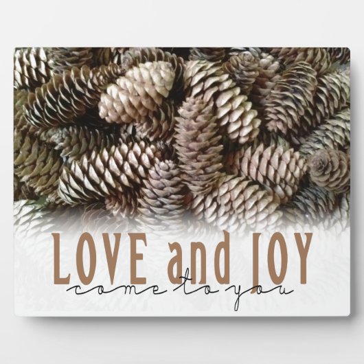 Rustic Holiday Love and Joy Pine Cone Fotoplaat (Voorkant)