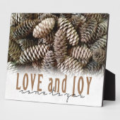 Rustic Holiday Love and Joy Pine Cone Fotoplaat (Zijkant)