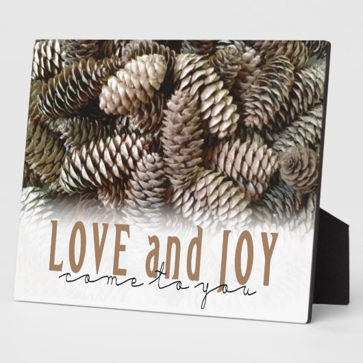 Rustic Holiday Love and Joy Pine Cone Fotoplaat (Zijkant)