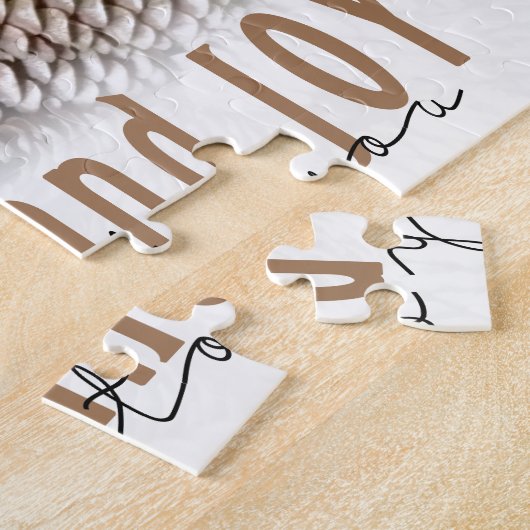 Rustic Holiday Love and Joy Pine Cone Legpuzzel (Zijkant)