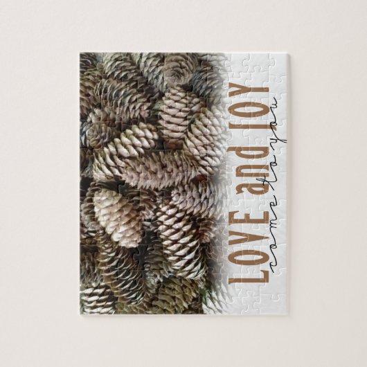 Rustic Holiday Love and Joy Pine Cone Legpuzzel (Verticaal)