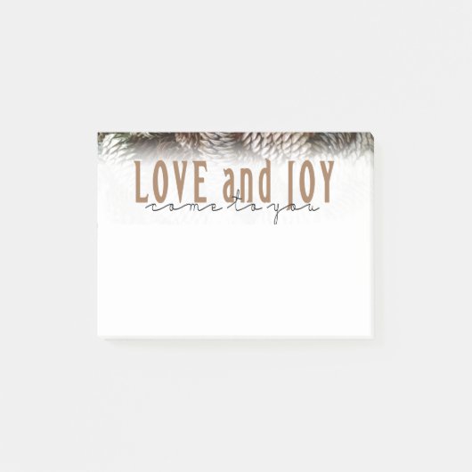 Rustic Holiday Love and Joy Pine Cone Post-it® Notes (Voorkant)