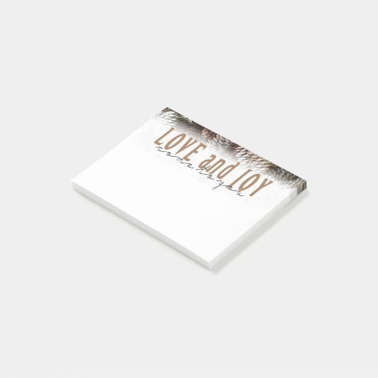 Rustic Holiday Love and Joy Pine Cone Post-it® Notes (Schuin)