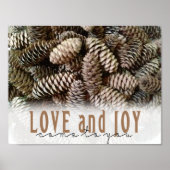 Rustic Holiday Love and Joy Pine Cone Poster (Voorkant)