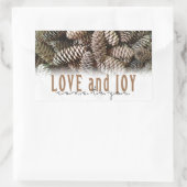 Rustic Holiday Love and Joy Pine Cone Rechthoekige Sticker (Tas)