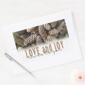 Rustic Holiday Love and Joy Pine Cone Rechthoekige Sticker (Envelop)