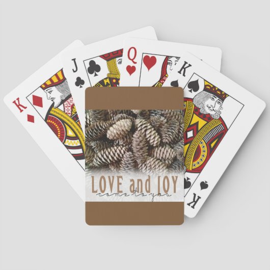 Rustic Holiday Love and Joy Pine Cone Speelkaarten (Achterkant)