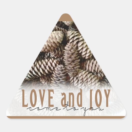 Rustic Holiday Love and Joy Pine Cone Sticker (Voorkant)