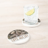 Rustic Holiday Love and Joy Pine Cone Zandsteen Onderzetter (Zijkant)