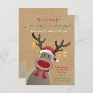 Rustic Holiday nodigt met Rudolph the Reindeer uit Kaart