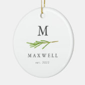 Rustic Holiday Pine laat Monogram foto Keramisch Ornament (Links)