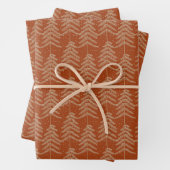 Rustic Holiday Pine Tree Pattern Rust Golden Brown Inpakpapier Vel (In situ)
