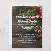 Rustic Holiday Pine Wreath Winter Wedding Kaart (Voorkant)