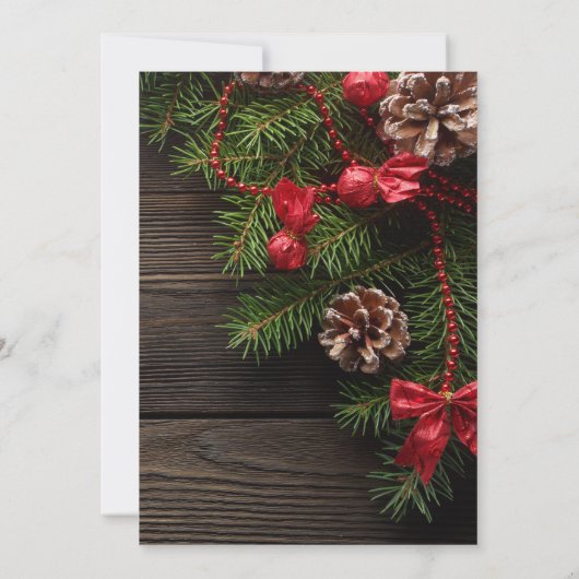 Rustic Holiday Pine Wreath Winter Wedding Kaart (Achterkant)