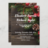 Rustic Holiday Pine Wreath Winter Wedding Kaart (Voorkant / Achterkant)
