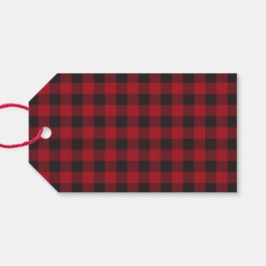 Rustic Holiday Red Buffalo Pset Cadeaulabel (Achterkant Horizontaal)