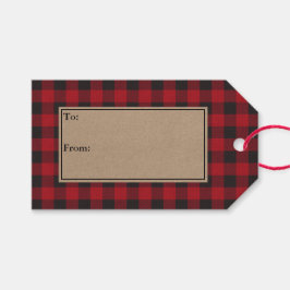 Rustic Holiday Red Buffalo Pset Kraft Cadeaulabel