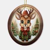 Rustic Holiday Reindeer, Xmas Deer, Christmas 🦌🎄 Keramisch Ornament (Links)