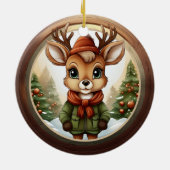 Rustic Holiday Reindeer, Xmas Deer, Christmas 🦌🎄 Keramisch Ornament (Achterkant)
