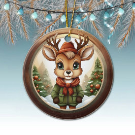 Rustic Holiday Reindeer, Xmas Deer, Christmas 🦌🎄 Keramisch Ornament