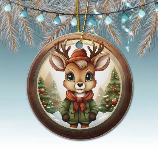 Rustic Holiday Reindeer, Xmas Deer, Christmas 🦌🎄 Keramisch Ornament
