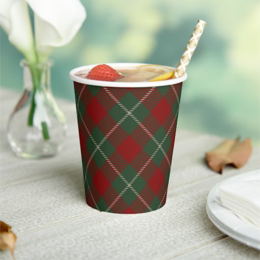Rustic Holiday Tartan Patroon Papieren Bekers (Insitu)