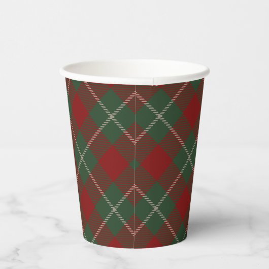 Rustic Holiday Tartan Patroon Papieren Bekers (Rechts)