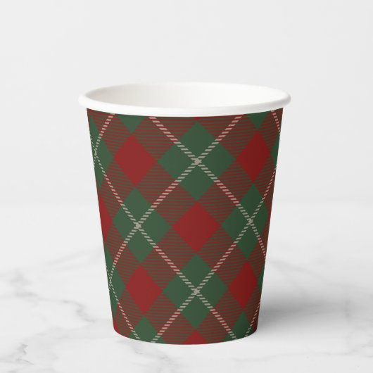 Rustic Holiday Tartan Patroon Papieren Bekers (Voorkant)