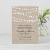 Rustic Holiday Twinkle Lights Invitation (corp) Kaart (Staand voorkant)