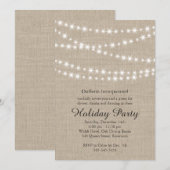 Rustic Holiday Twinkle Lights Invitation (corp) Kaart (Voorkant / Achterkant)