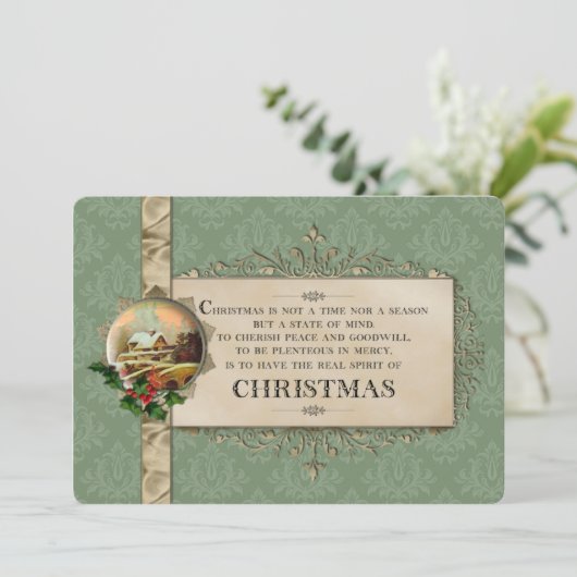 Rustic Holiday Vignette met lint Feestdagenkaart (Staand voorkant)