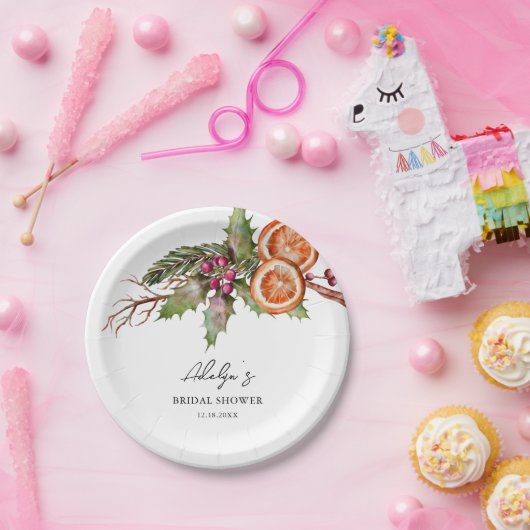 Rustic Holiday Wreath Vrijgezellenfeest Papieren Bordje (Feest)