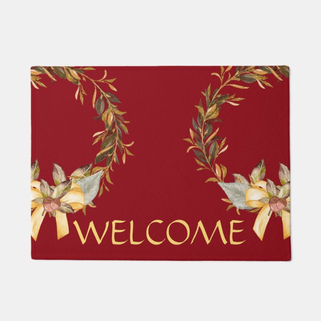Rustic Holiday Wreator Dep, Rood Deurmat (Voorkant)