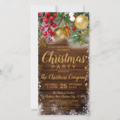 Rustic Holly Berries Kerstfeest Uitnodiging (Voorkant)