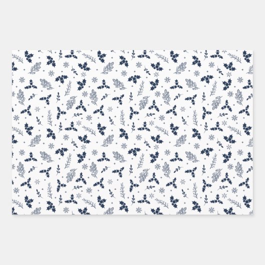 Rustic Holly Berries Snow- en Snowflakes Inpakpapier Vel (Voorkant)