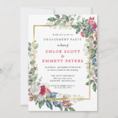 Rustic Holly Berries Winter Engagement Party Kaart (Voorkant)