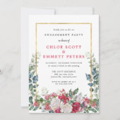 Rustic Holly Berries Winter Engagement Party Kaart (Voorkant)