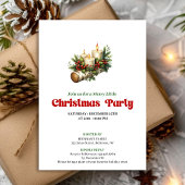 Rustic Holly Berry Candles Christmas Invite Custom Kaart