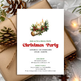 Rustic Holly Berry Candles Christmas Invite Custom Kaart