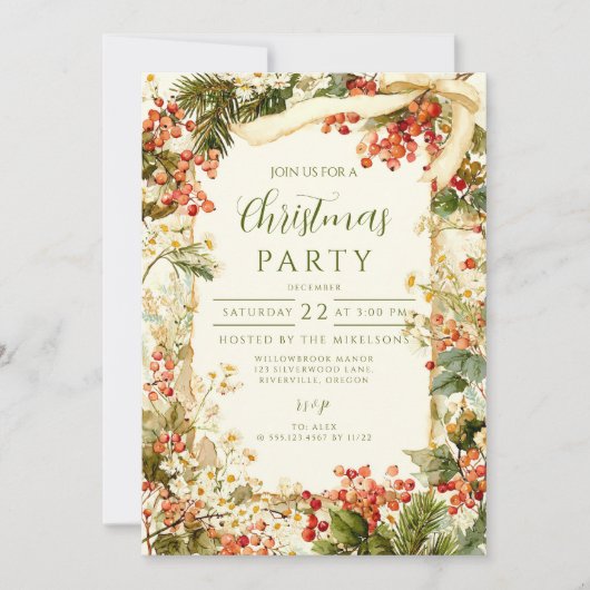 Rustic Holly Berry Christmas Kaart (Voorkant)