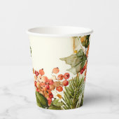 Rustic Holly Berry Christmas Papieren Bekers (Achterkant)
