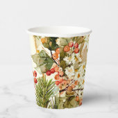 Rustic Holly Berry Christmas Papieren Bekers (Rechts)