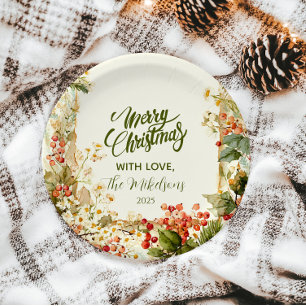 Rustic Holly Berry Christmas Papieren Bordje