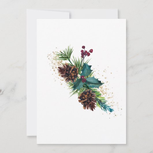 Rustic Holly en Berries Winter Botanical Wedding Kaart (Achterkant)