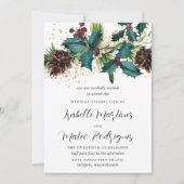Rustic Holly en Berries Winter Botanical Wedding Kaart (Voorkant)