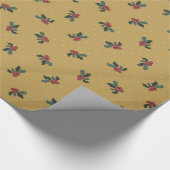 Rustic Holly en Polka dots-goud Cadeaupapier (Hoek)